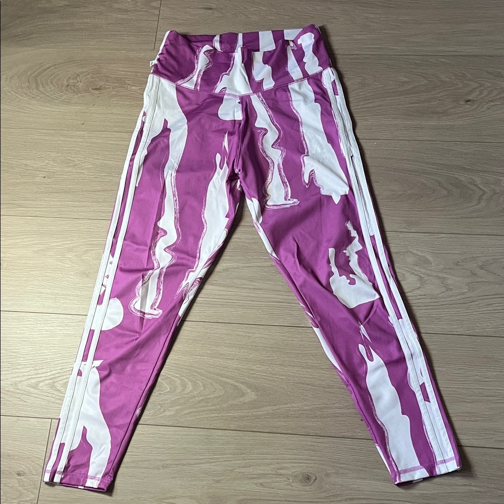 Adidas Women’s Purple and White Patterned Leggings